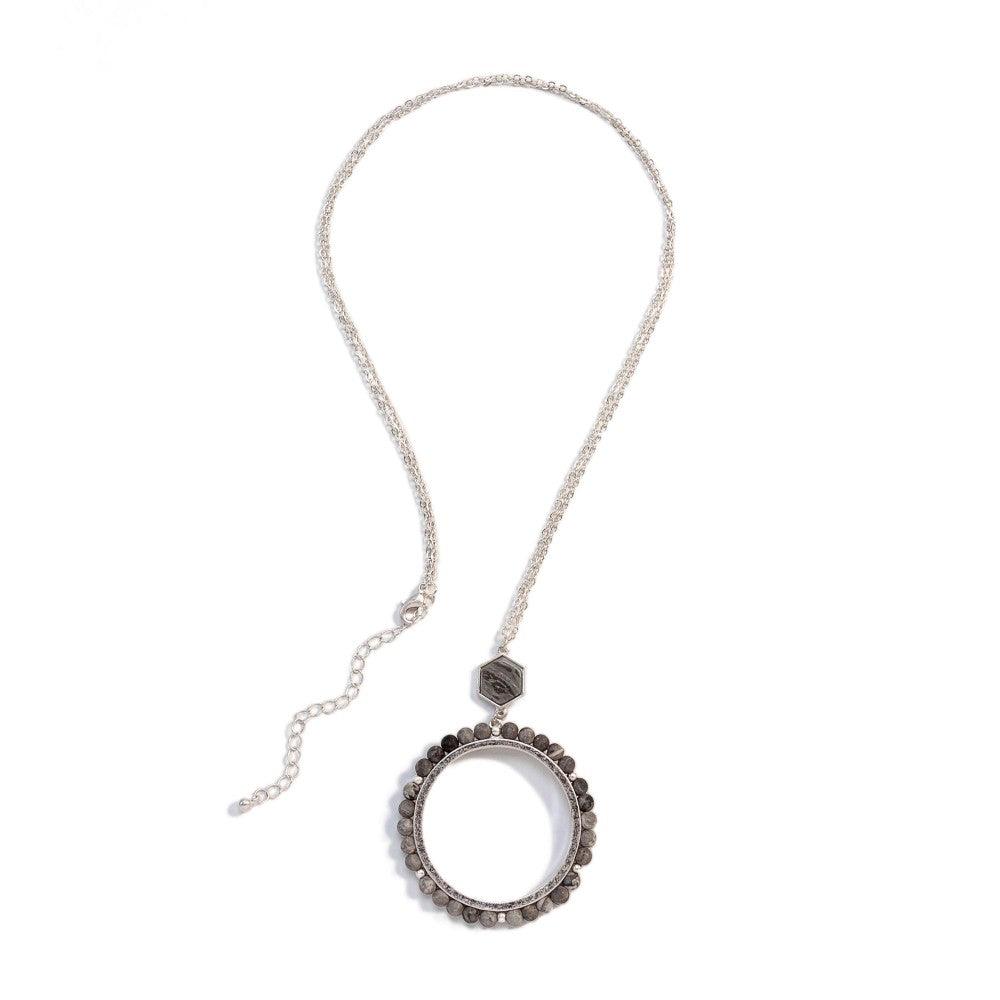 Natural Stone Circle Pendant - Free Rein on Main