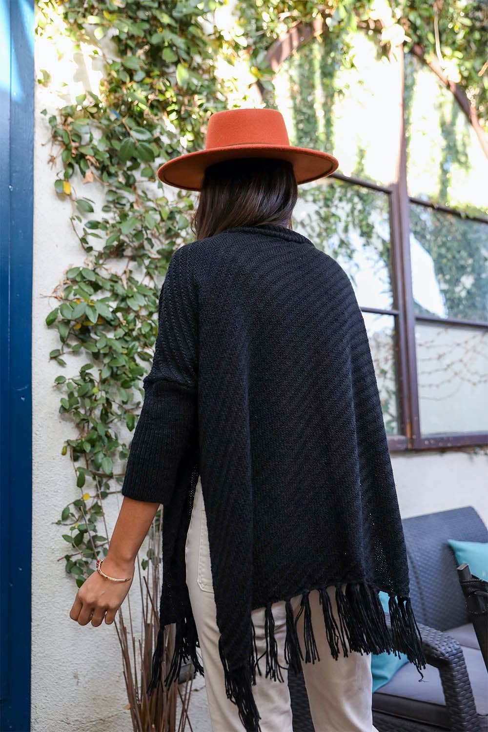 Roll-neck Poncho Sweater