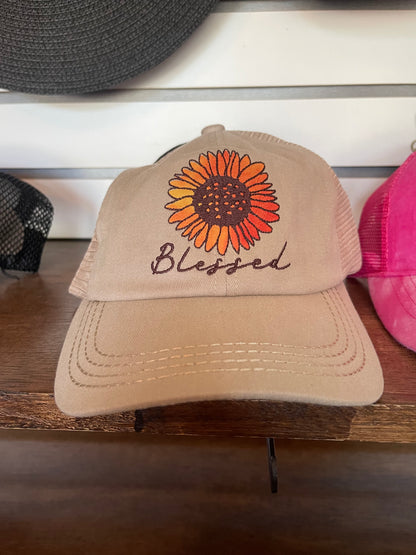 "Blessed" Sunflower Hat